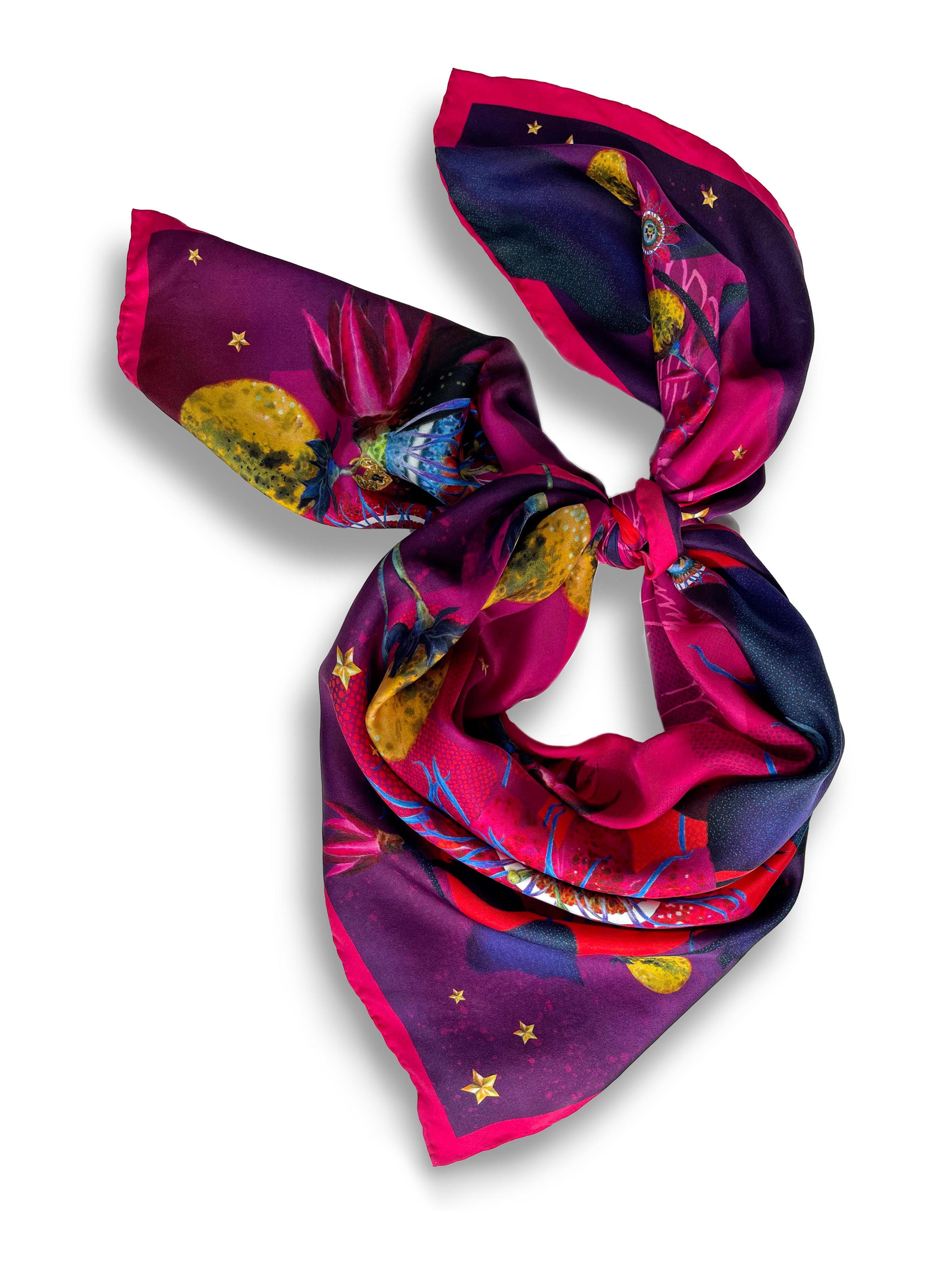 Square Silk Scarf Passion flower - Image 1