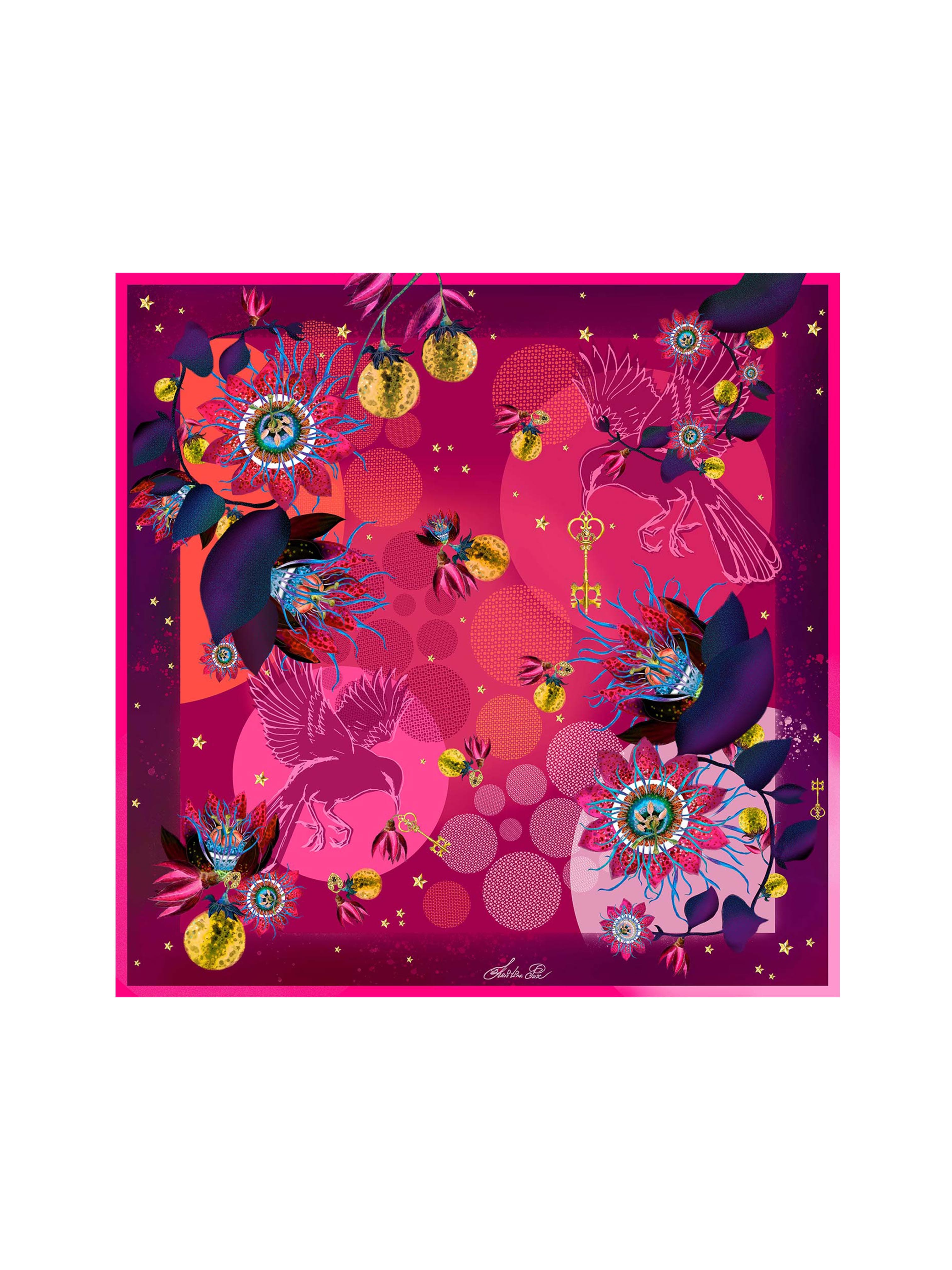 Square Silk Scarf Passion flower - Image 3