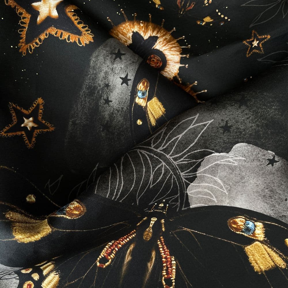 Square Silk Scarf Black Butterfly - Image 5