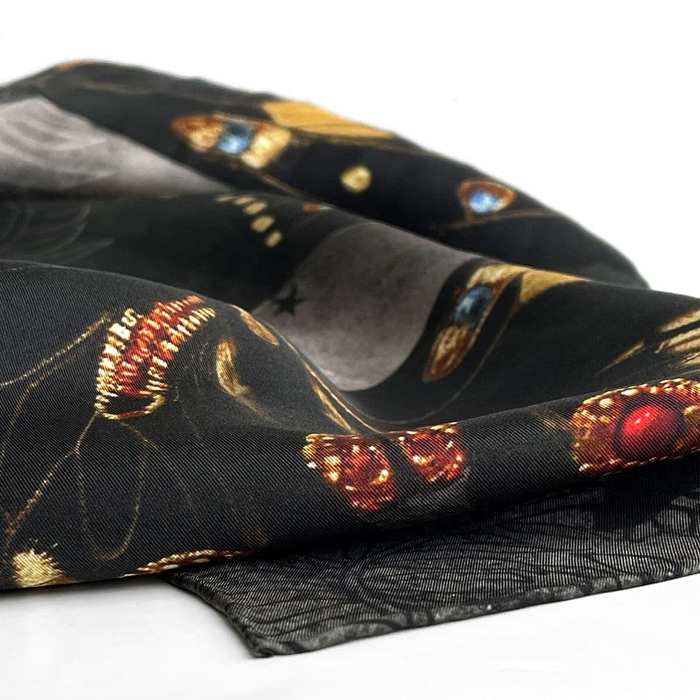Square Silk Scarf Black Butterfly - Image 4