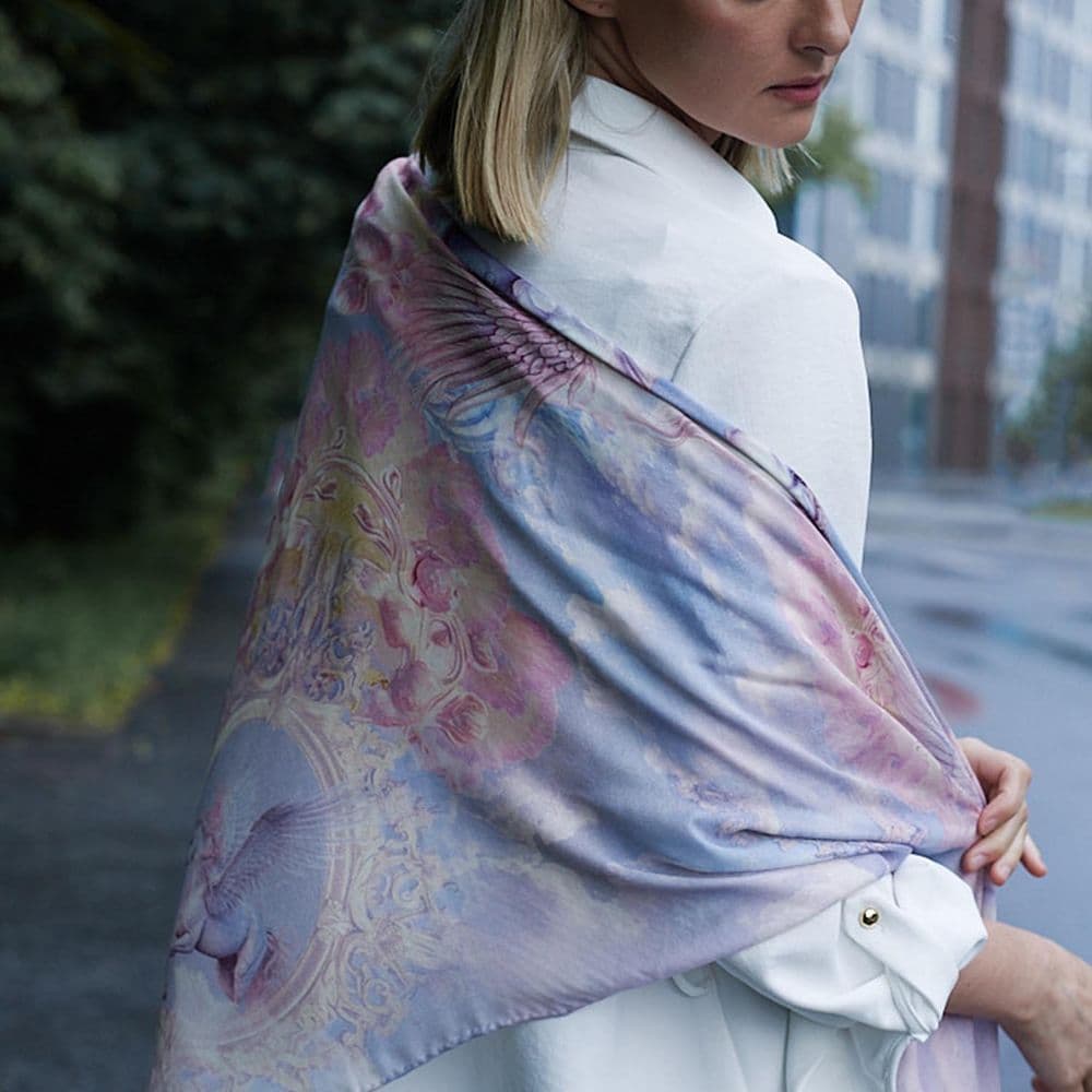 Big Square Scarf Pegas light with cashmere - Image 5