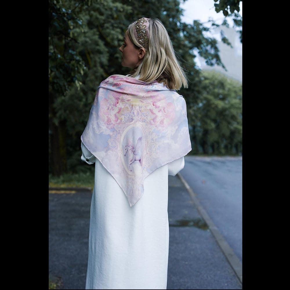 Big Square Scarf Pegas light with cashmere - Image 4
