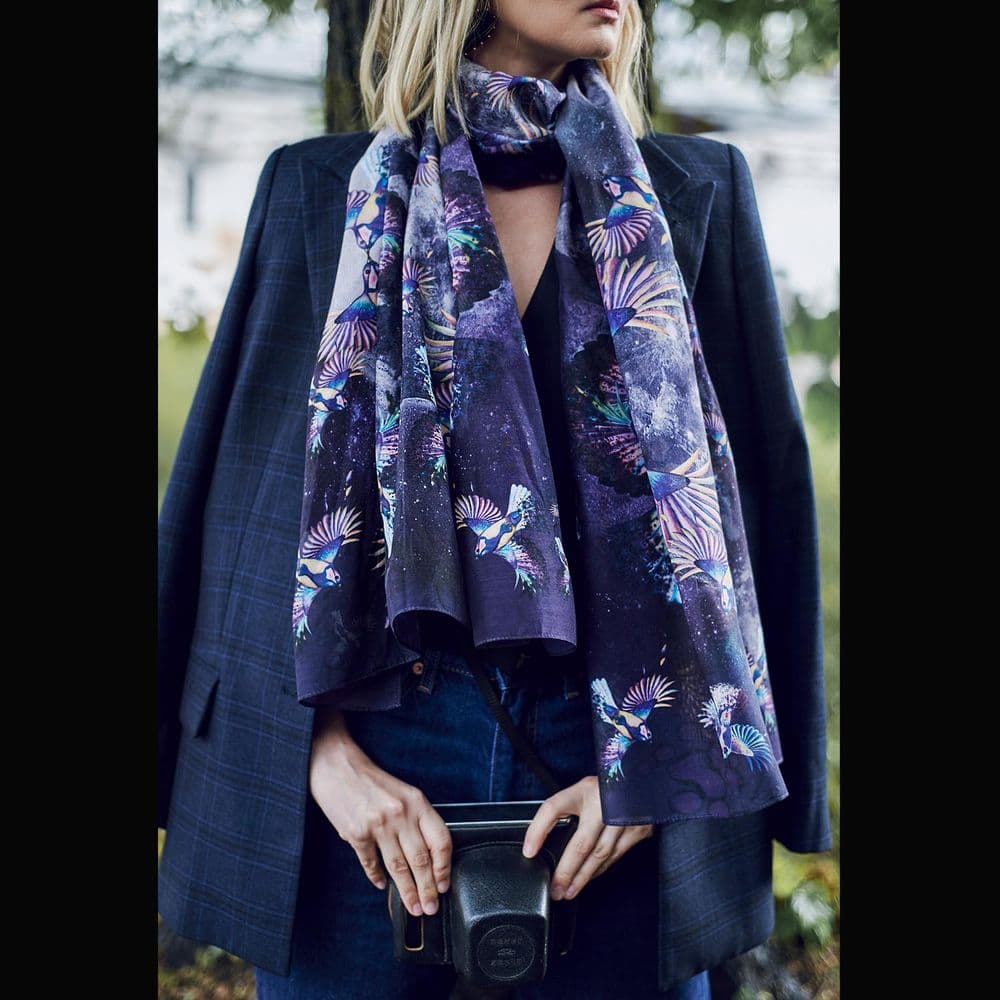 Long Cotton Scarf Birds - Image 5