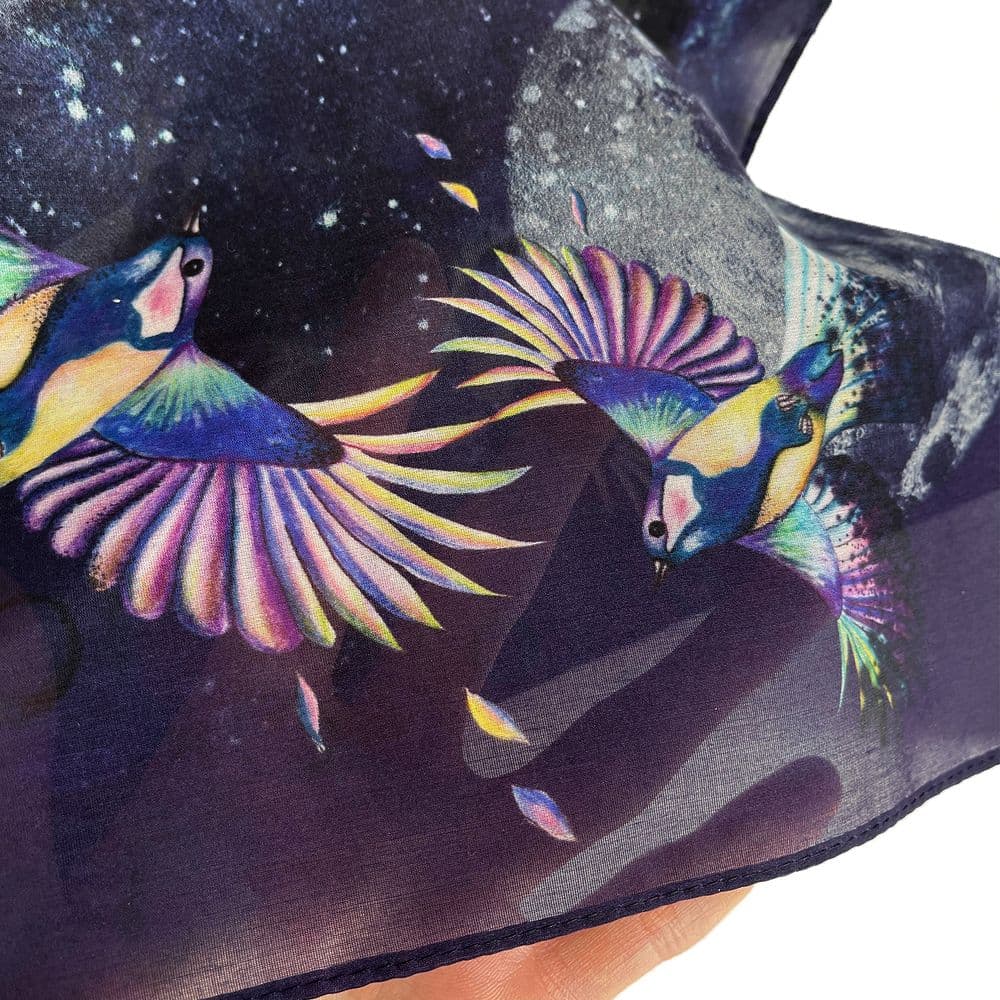Long Cotton Scarf Birds - Image 3