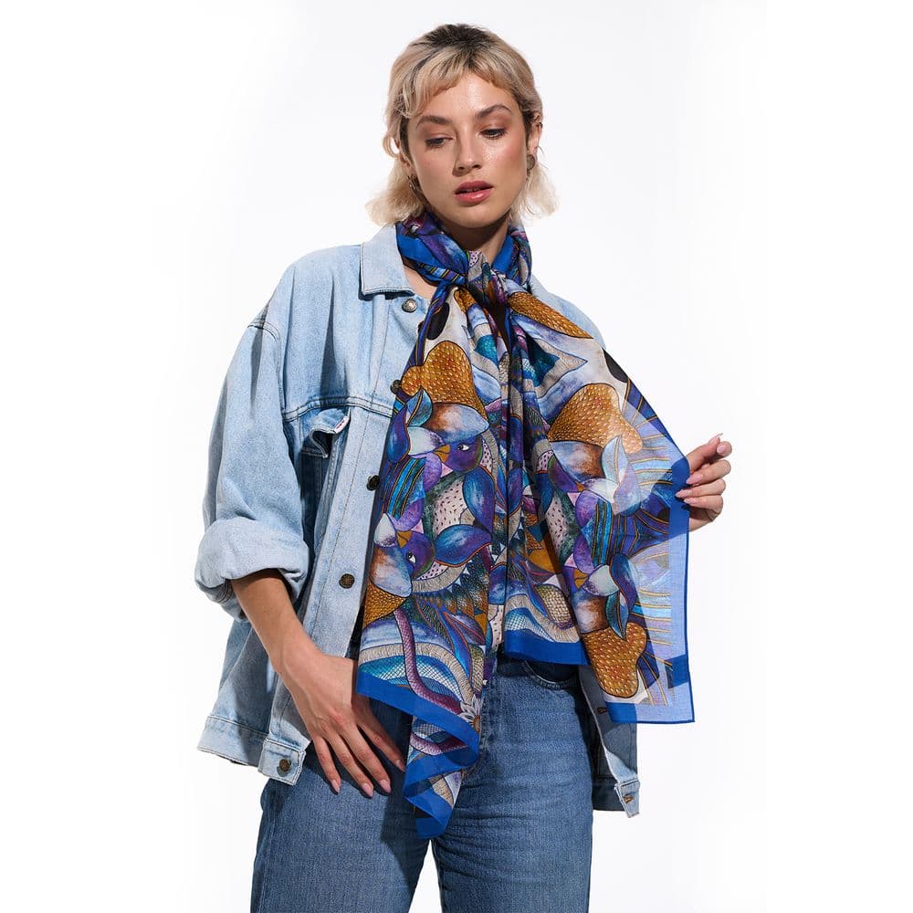 Long Cotton Scarf Peacock - Image 3