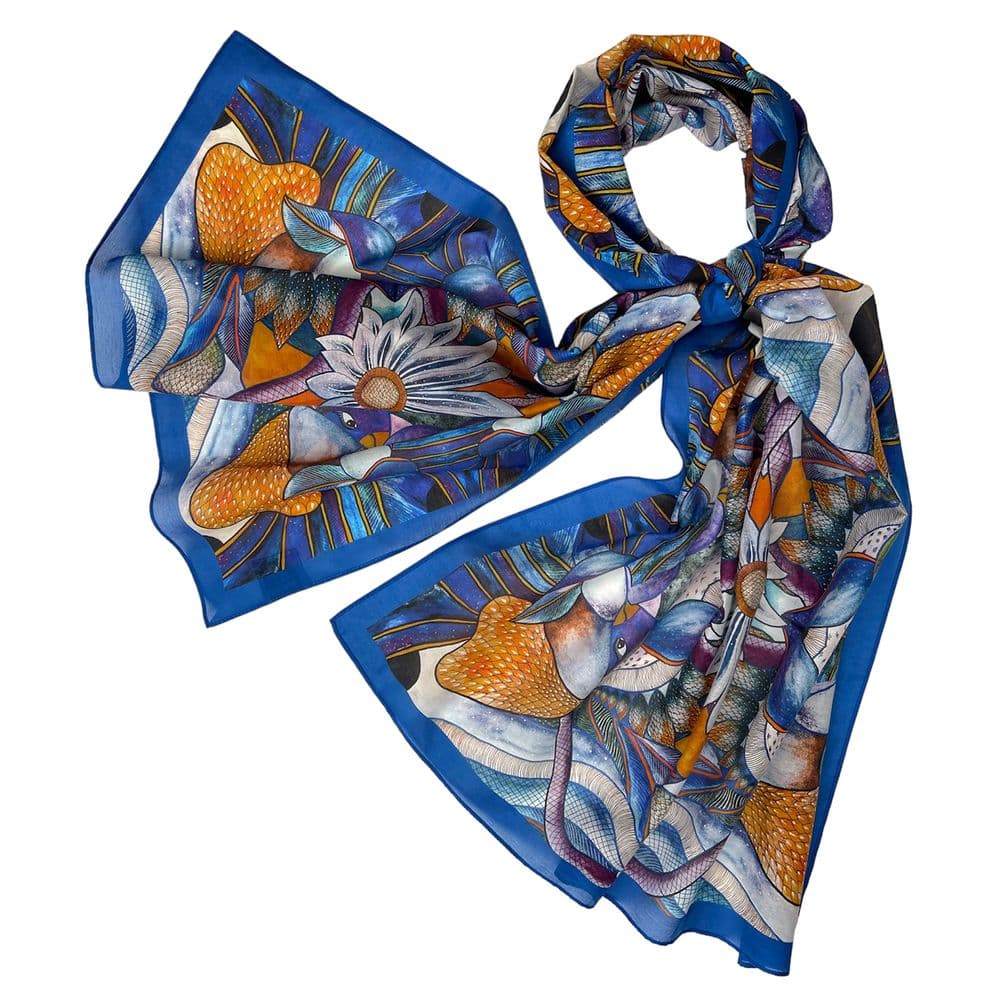 Long Cotton Scarf Peacock - Image 1