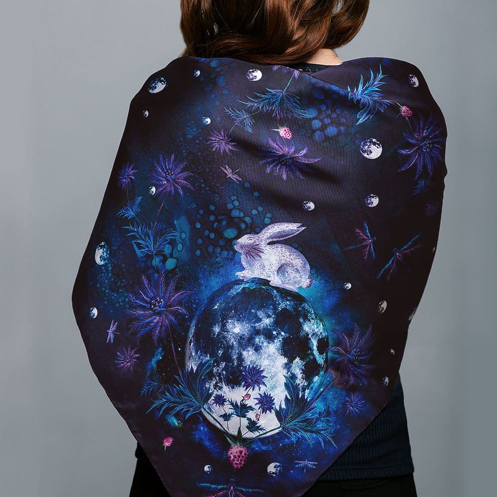 Square Silk Scarf Moon rabbit - Image 2
