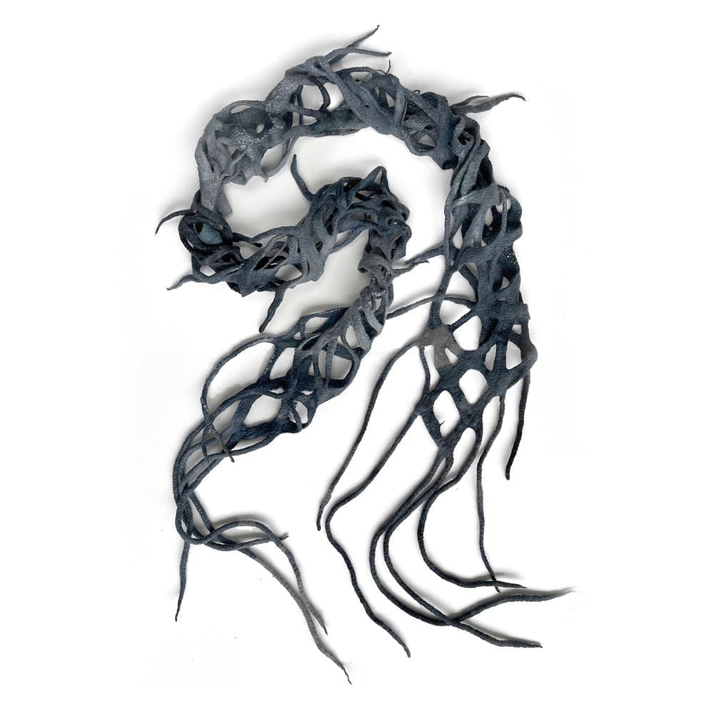 Wool scarf VETKA, navy-gray - Image 1