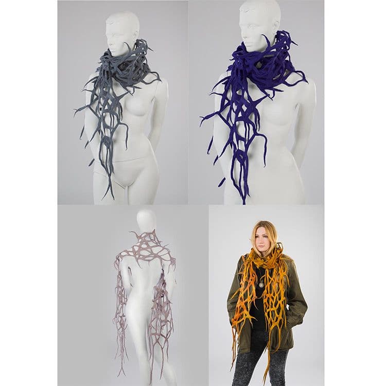 Wool scarf VETKA, navy-gray - Image 5